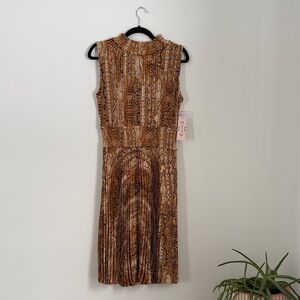 Brown Snake Print Sleeveless Dress